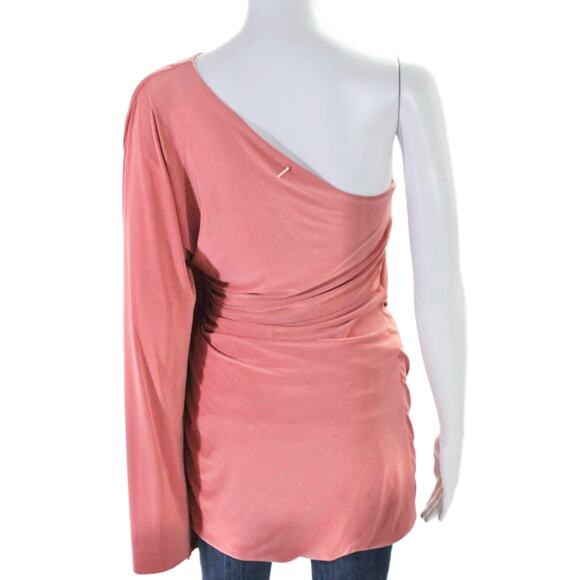 Misa Los Angeles Parvaneh Coral Pink Jersey One Shoulder Draped Mini Dress M - Picture 6 of 10